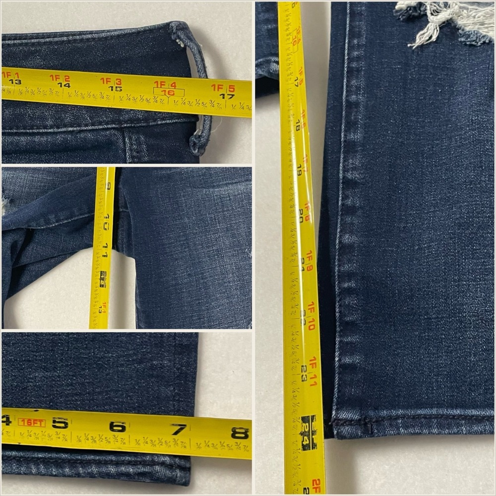 American Eagle Artist Crop Jeans Womens 12 Dark Wash Good Distressed Shredded X4 - Picture 6 of 7
